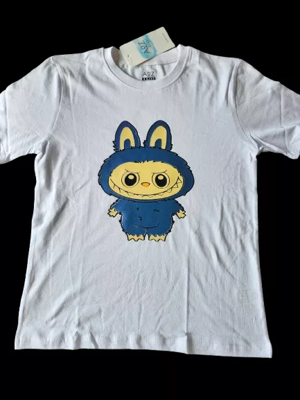 Labubu white t-shirt with two tone purple/blue Character